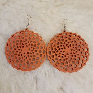 Wooden Floral Laser Cut Earrings